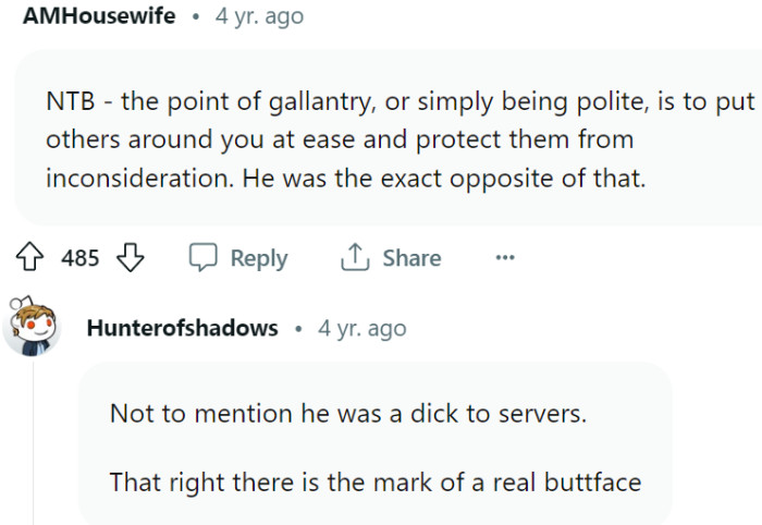 The real point of gallantry is: