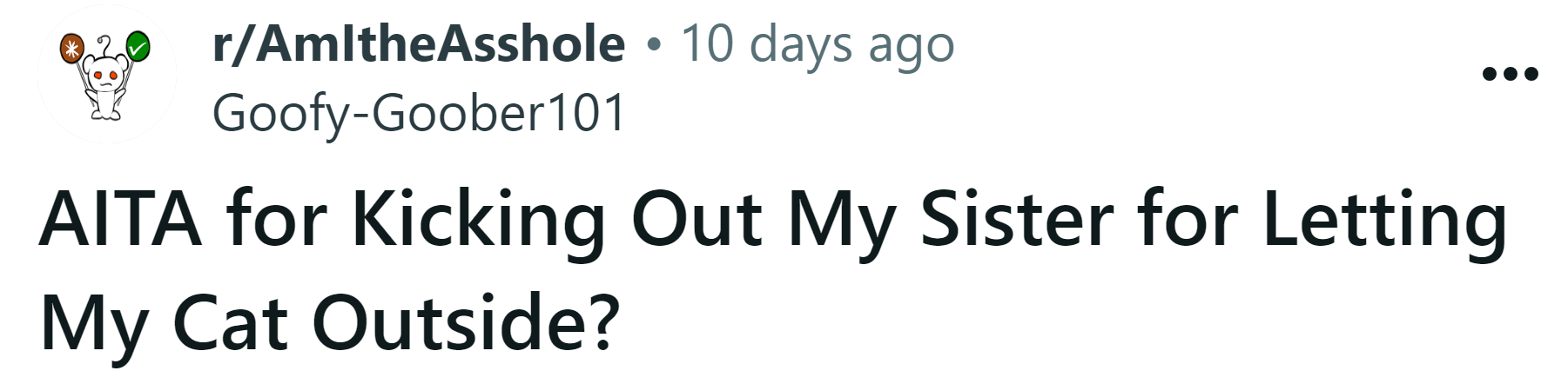 The Redditor asked if they're the a**hole for kicking out their sister after she let their cat out.