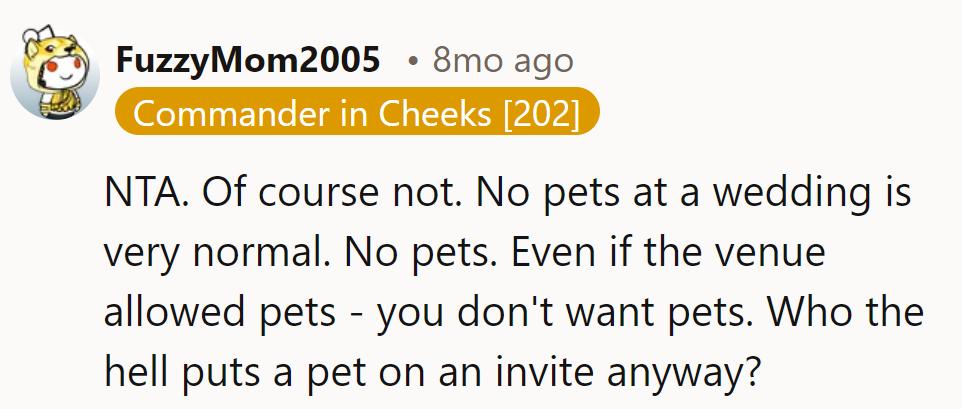 Wedding invite, not a pet passport! Keep the leash on the lovebirds, not the furballs.