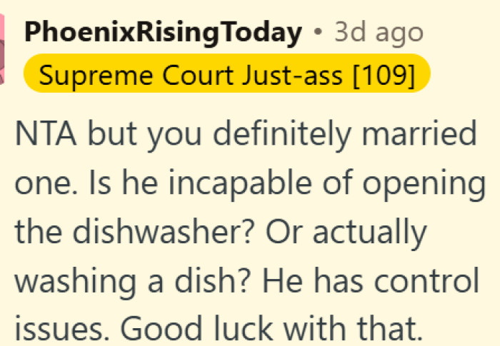 It's not about the dishes - it's about control