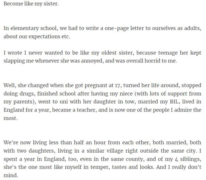 14. Become like my sister