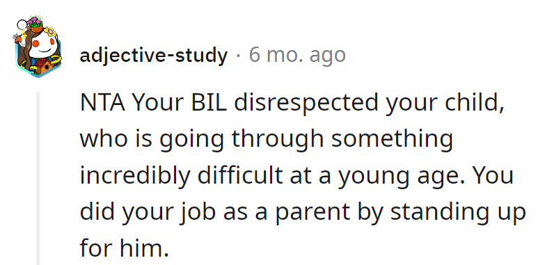 Unleashing Dad-mode to protect his son from emotional-shaming nonsense. The hero we didn't know we needed.