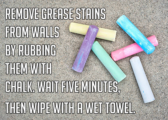 7. Use chalk to remove grease stains from the walls