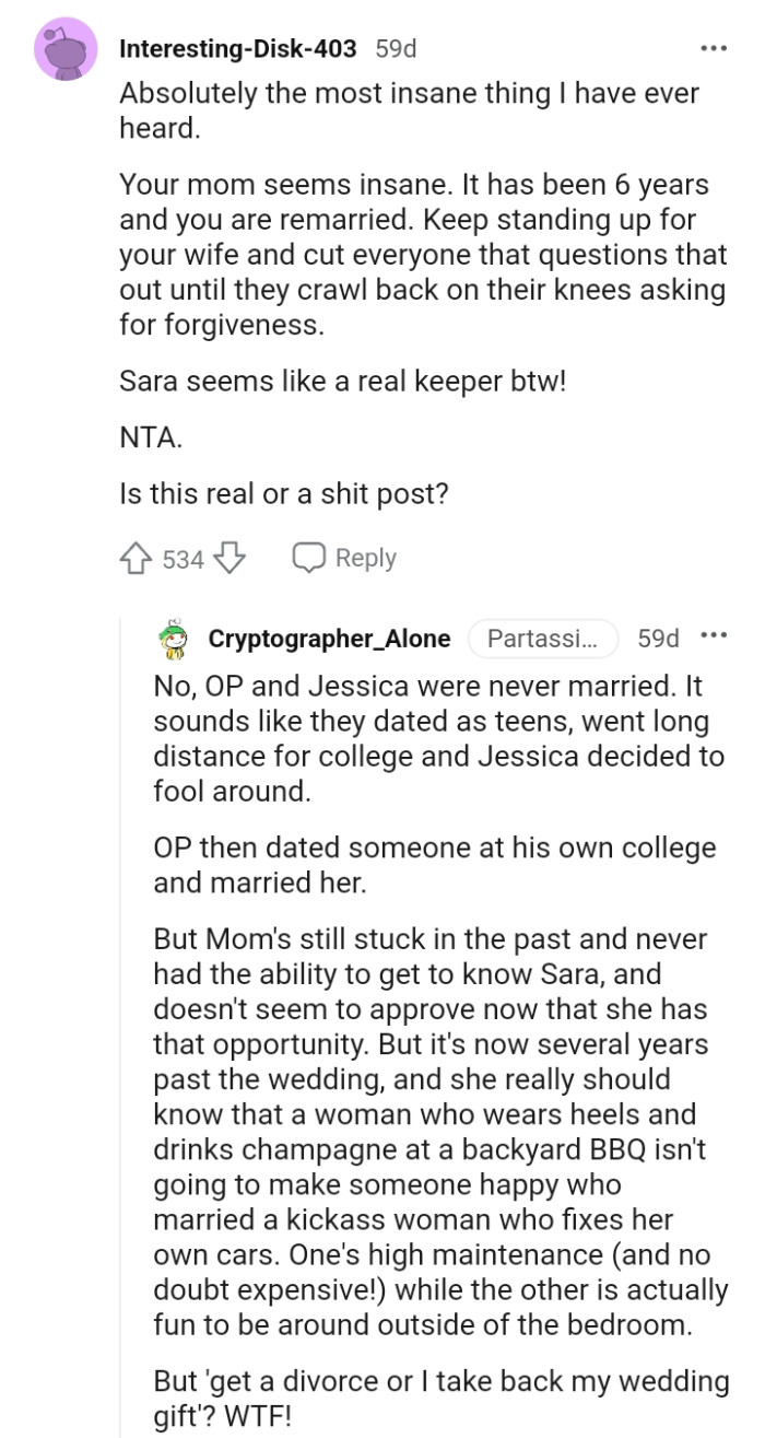 The OP should cut everyone who questions that out