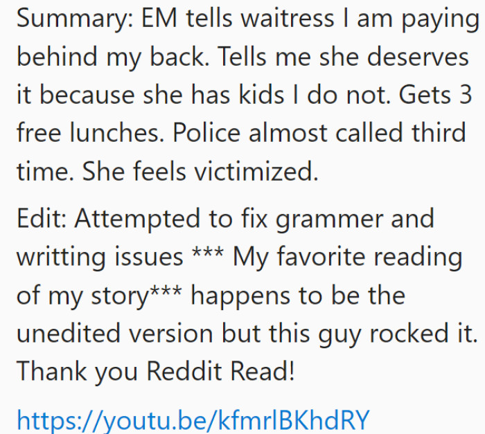 She gives some more updates and then adds an edit in there to share a YouTube video of someone covering their story.