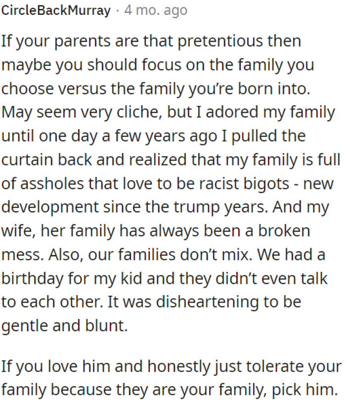 Family isn't just about blood; it's about the people who genuinely care about you and respect your needs.