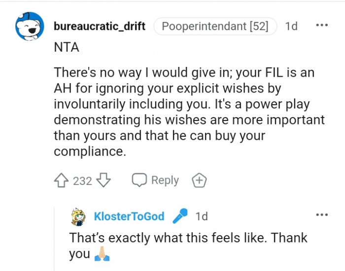 This Redditor says they won't give in, in any way