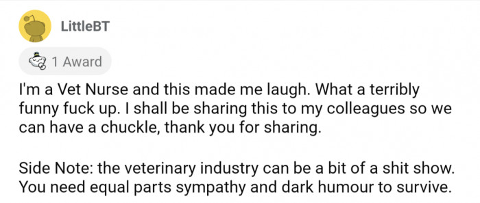 Dark humor helps veterinary workers get through the really rough parts of the job