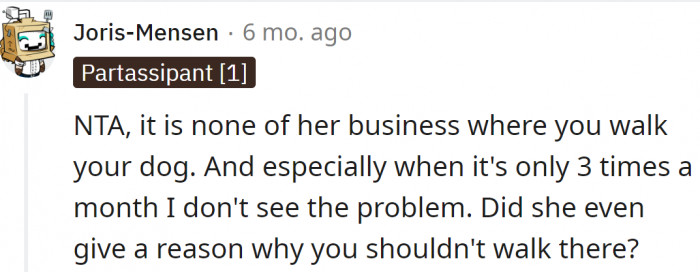 One wondered why this woman would demand such a thing: