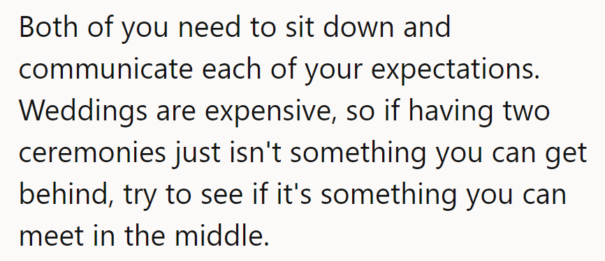 Before vows, learn to compromise. Weddings cost, but compromise is free!