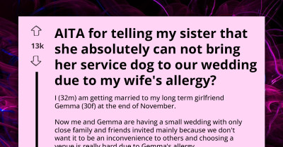Man Faces Family Backlash After Telling Sister Not to Bring Her Service Dog to His Wedding Due to Fiancée's Allergy