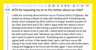 Woman Exposes Her Ex-Husband Not Wanting To Do Anything With Their Kids To Her Ex-Mother-In-Law