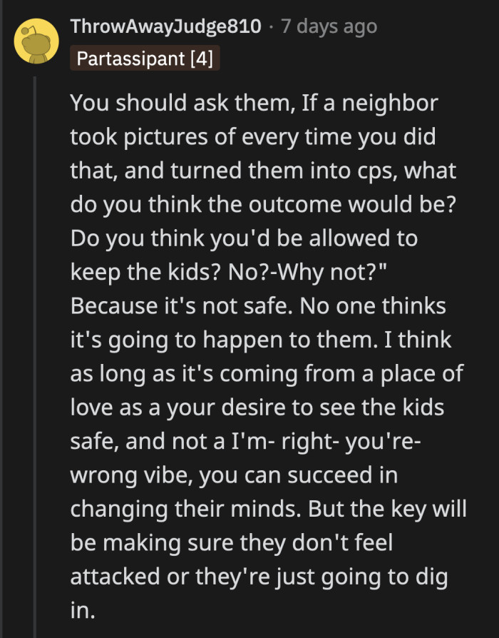 A commenter said OP can try another approach to make her sister less defensive