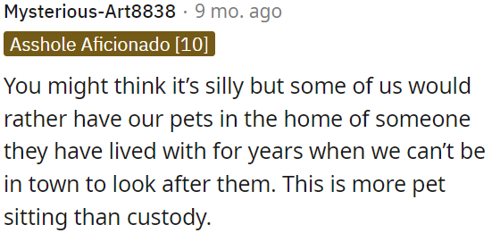 This is more help with keeping than shared custody of the dog.