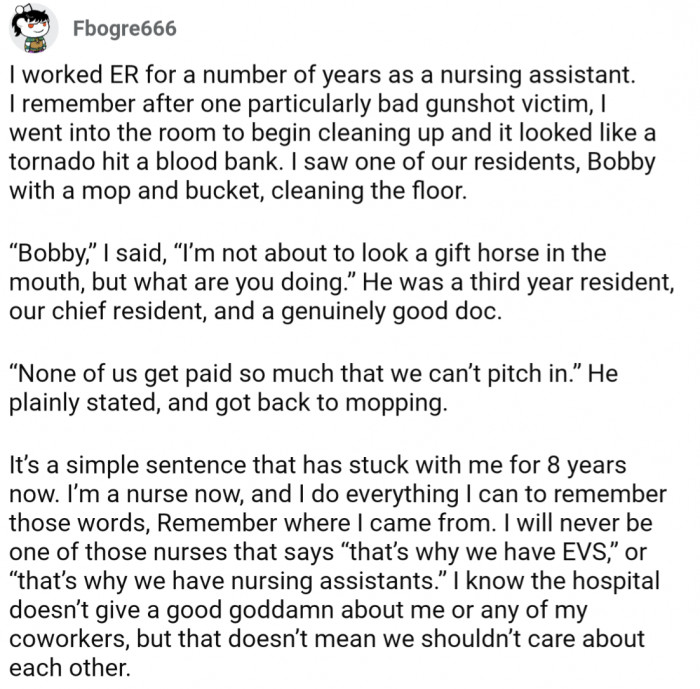 “None of us get paid so much that we can’t pitch in.”