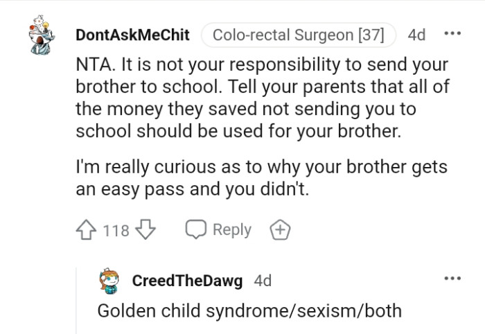 It is not the OP's responsibility to send the brother to school