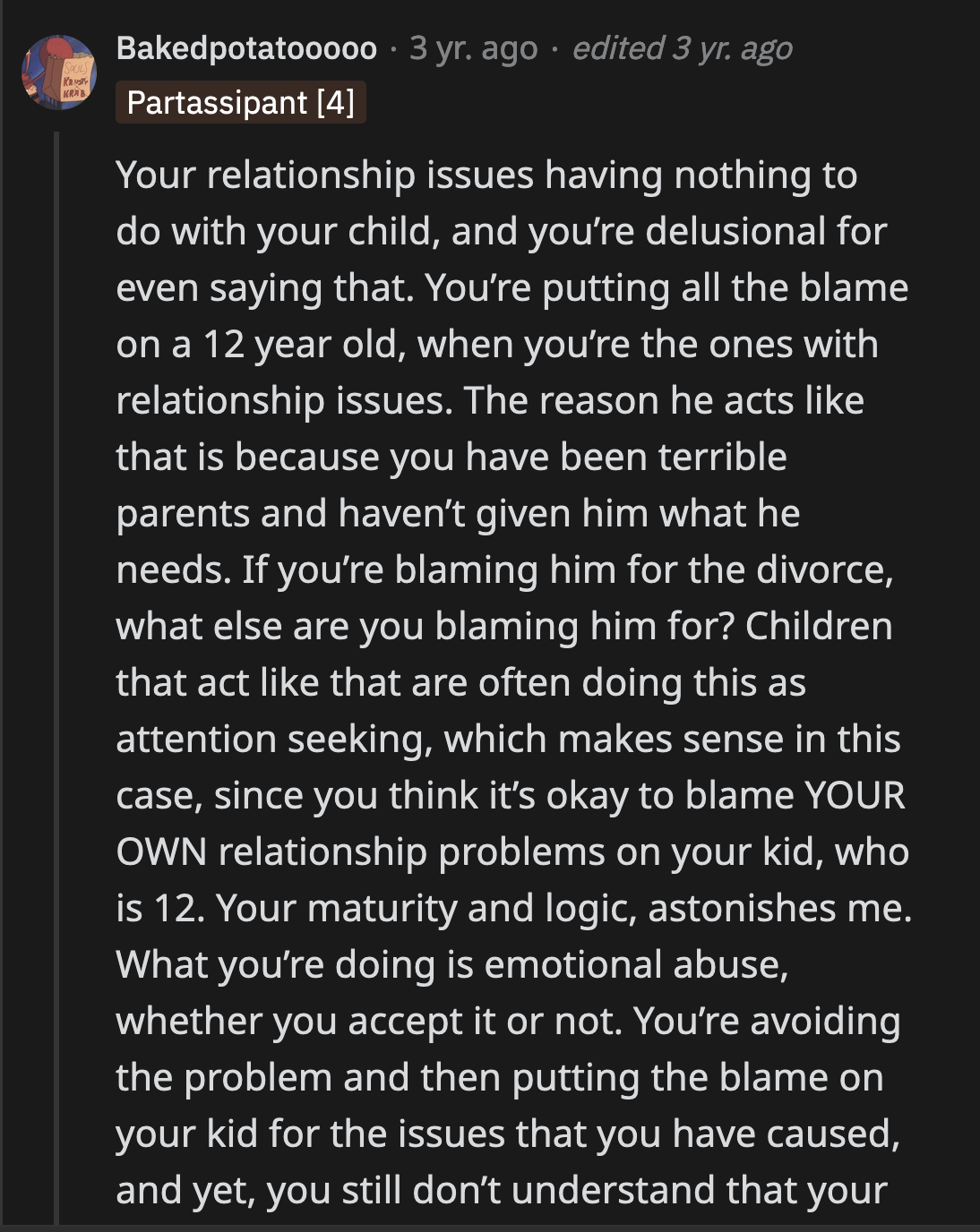 OP can't face that he was, and still is, a terrible father to his son. The problems he faced with his ex-wife are not the fault of their 12-year-old child.