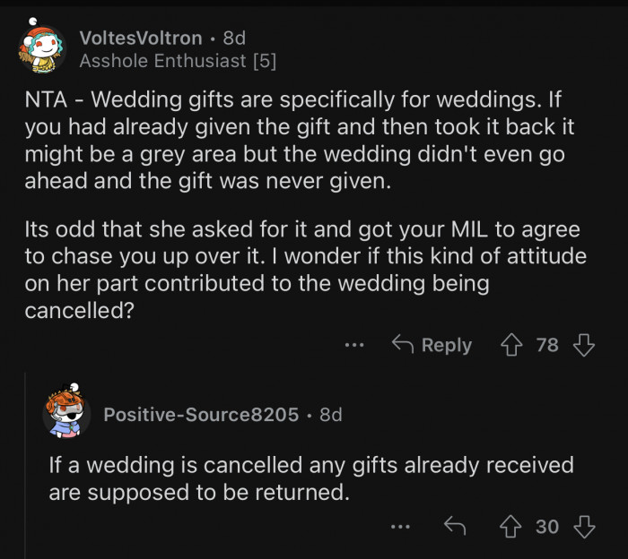 This kind of attitude must have contributed to the wedding being canceled.