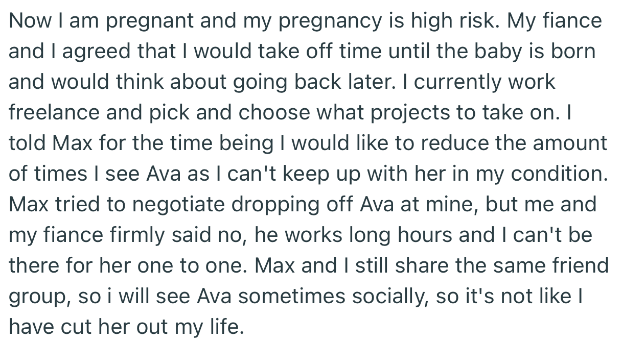 OP Decided to Step Back from Catering to Ava Due to Her High-Risk Pregnancy