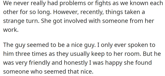 They were fine until she started dating her coworker: