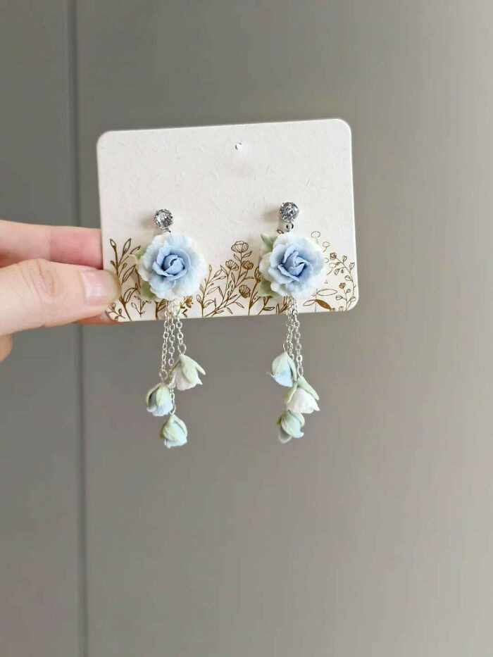 "Flower-Inspired Clay Earrings"