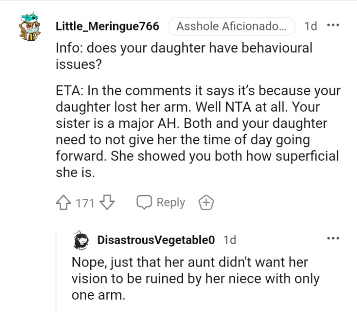 The OP's Sister Is the Major AH Here