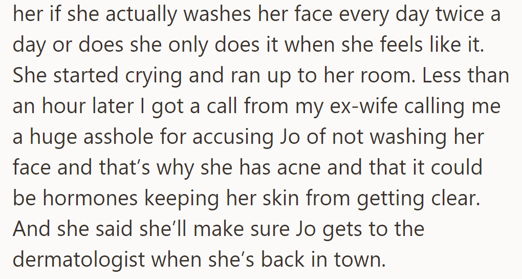 His Daughter Cries. Ex-Wife Promises Dermatologist Visit.