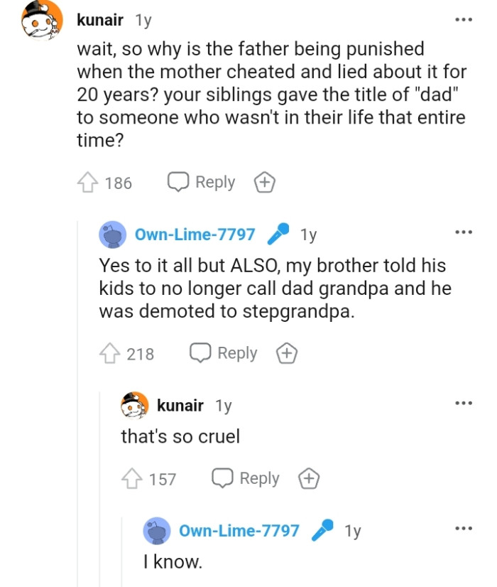 Why is the father being punished when mom is the one who cheated?