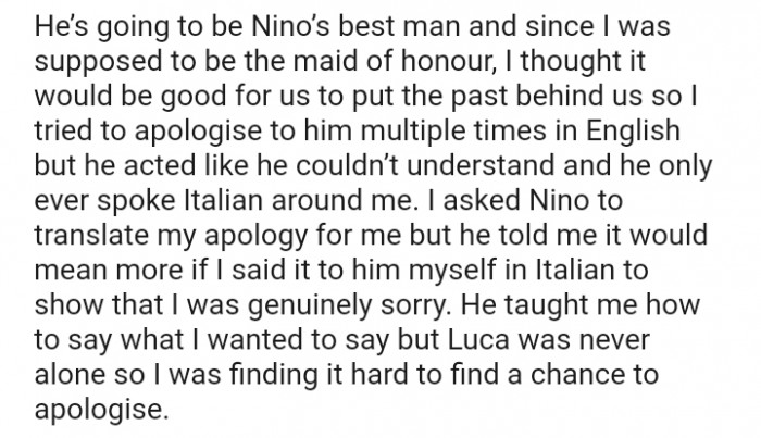 I asked Nino to translate my apology