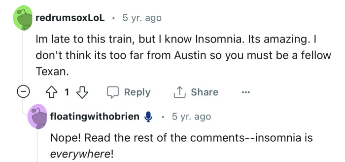 Insomnia fans are gradually popping up. Seems it’s more popular than we thought