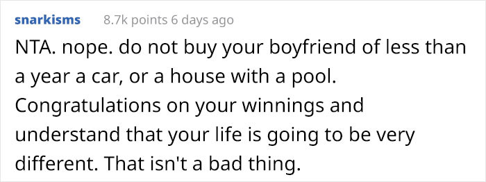 Congratulations on your winnings