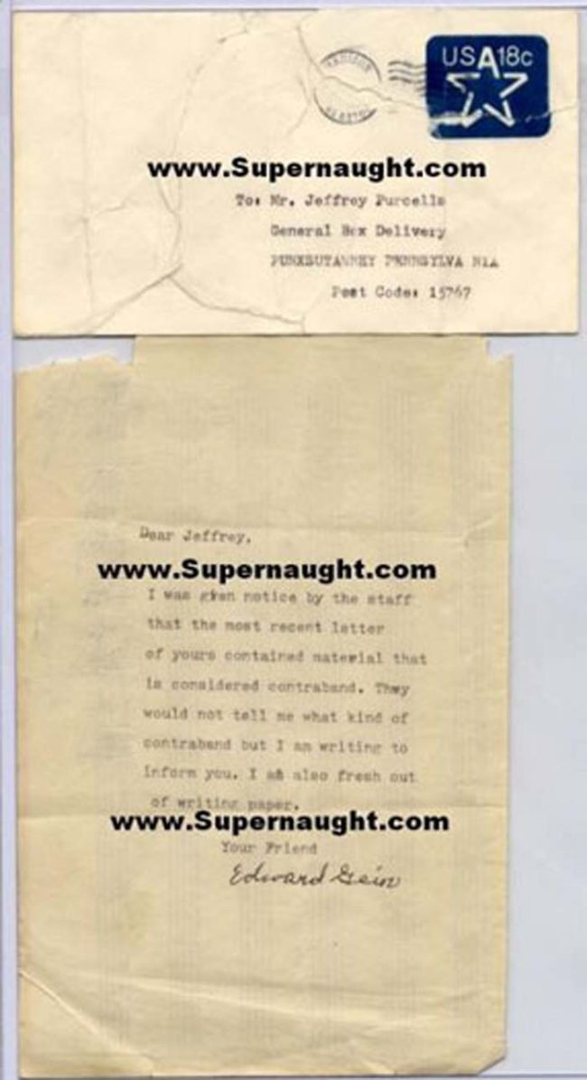 4. More elusive than signatures from Dahmer are those from Gein. This single-page signed letter from Gein is currently available for purchase at $14,900.