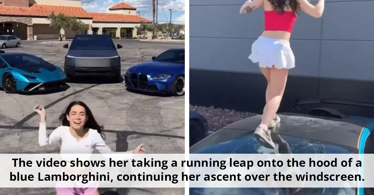 TikTok Stunt Gone Wrong - Woman Cracks Lamborghini Windshield