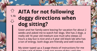 Dog-Sitter Follows Dietary Rules But Ignores The Crate - Sister Refuses To Pay