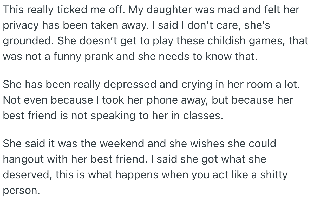 OP Grounded Their Daughter and Took Away Her Gadgets
