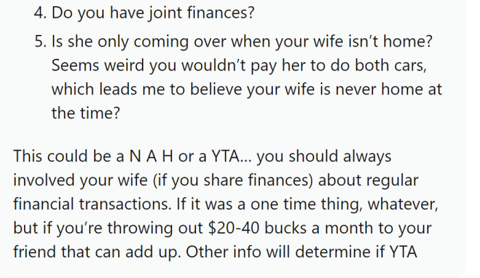 Wife should be involved if they share finances