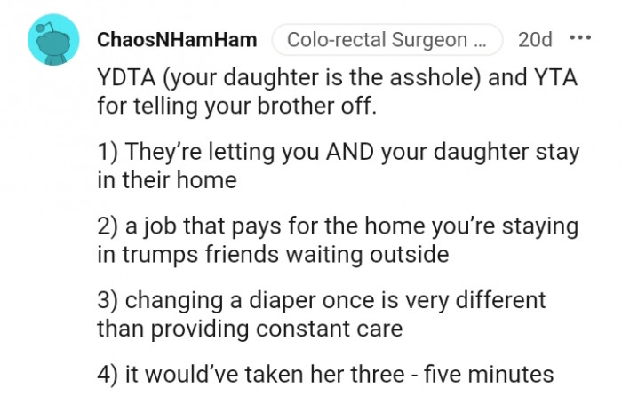 Your daughter is the AH here