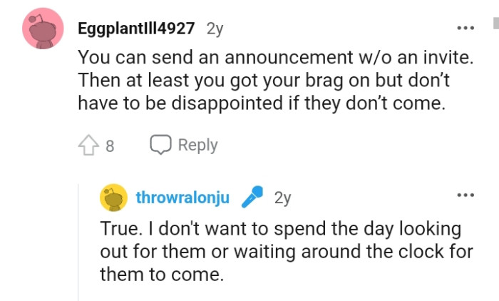 The OP can send an announcement without an invite