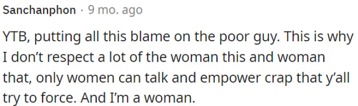 Blaming him isn't fair.