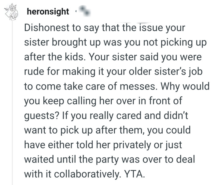 OP's sister says she's rude