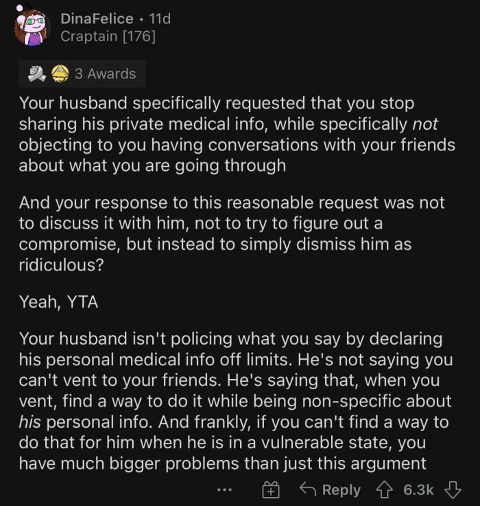 Here's how the Reddit community reacted to u/throwaway63677754's post: