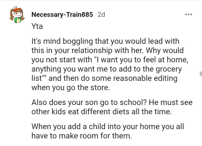 He must see other kids eat different diets