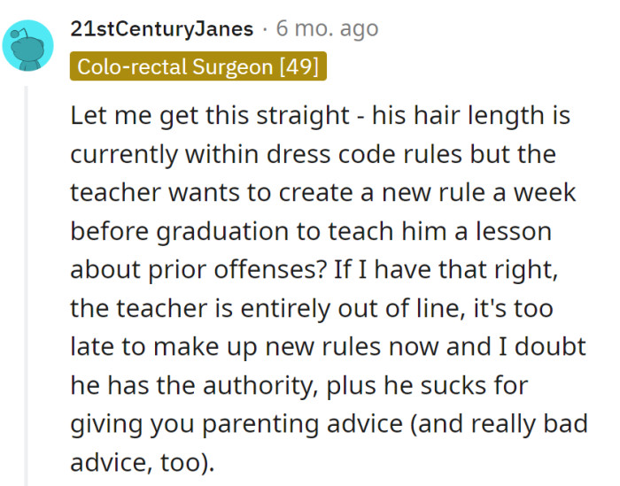 Teacher's last-minute rule tweak? Sounds like a graduation gimmick.