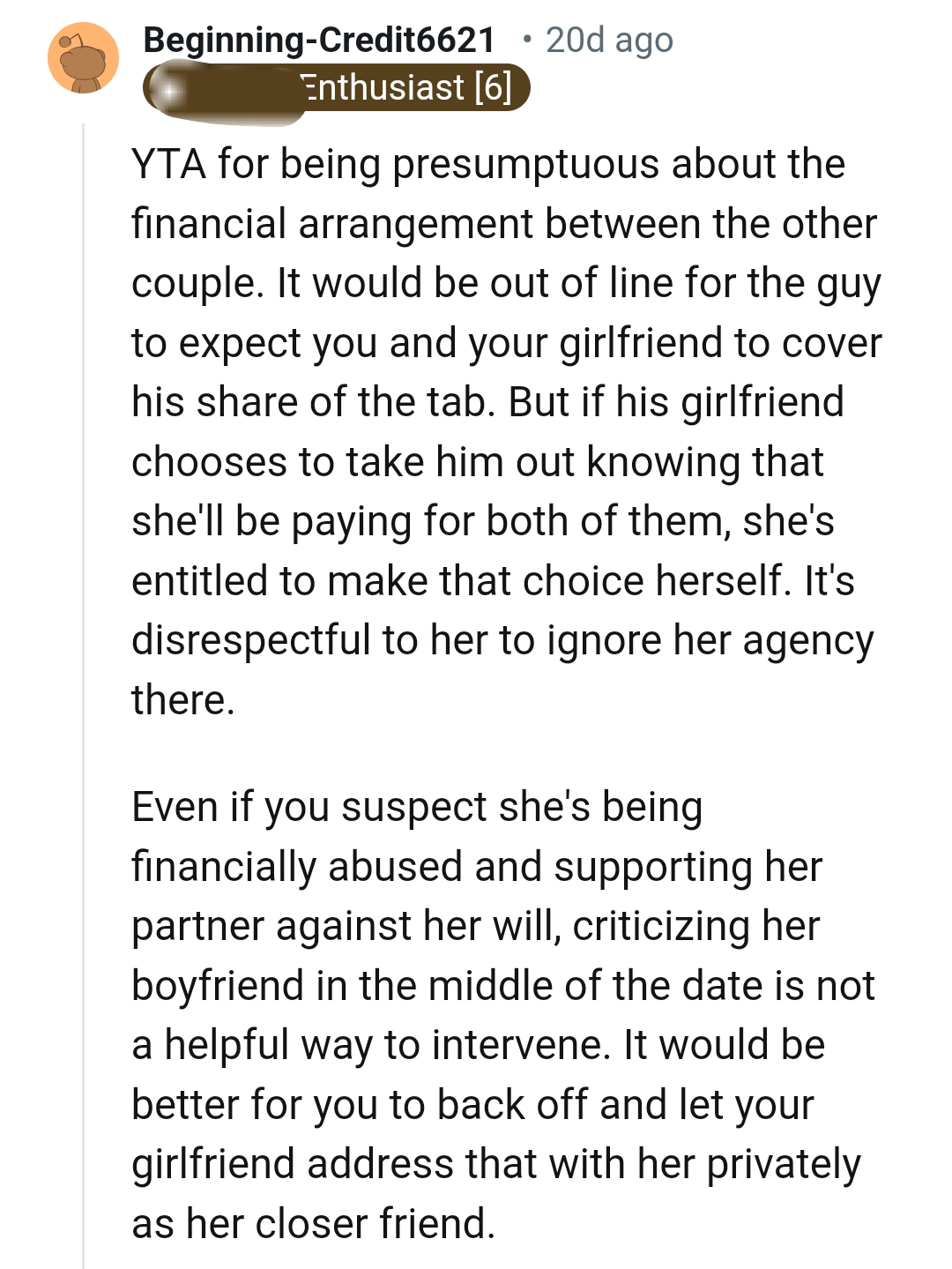 She's entitled to make that choice herself