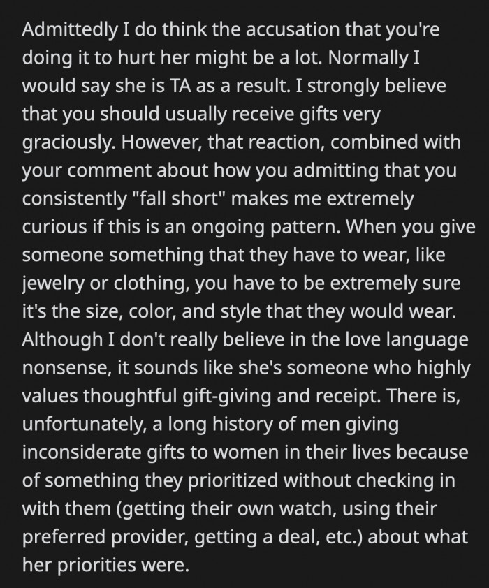 If her love language is through gifts, OP failed to deliver. He should have at least checked with her, and it wouldn't really devalue the gift if the surprise was spoiled.