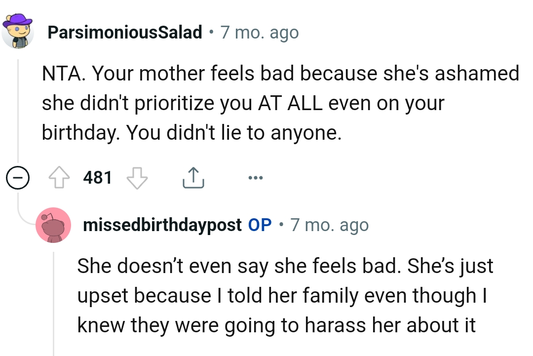 The comments from other Redditors roll in...