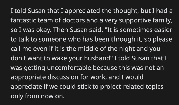 OP told her mom about the odd interaction. Her mom said OP was too harsh with Susan.