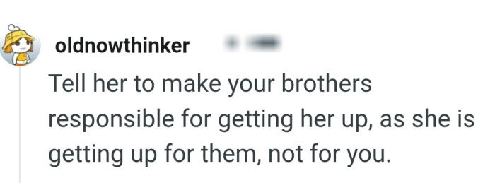 She's not getting up for the OP