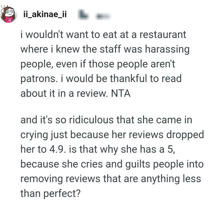 It is ridiculous that she came in crying