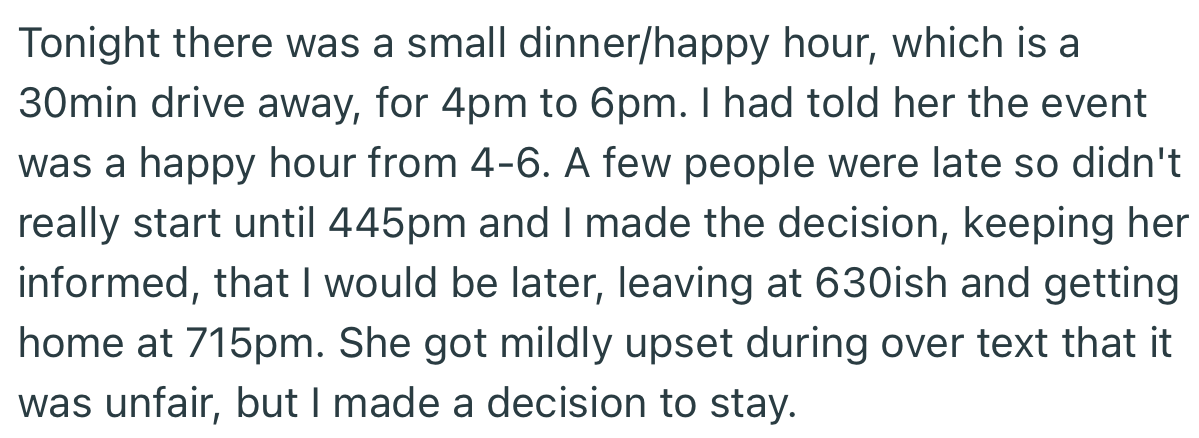 OP’s Wife Got Upset After He Informed Her That He’ll Be Coming Home Later Than Usual